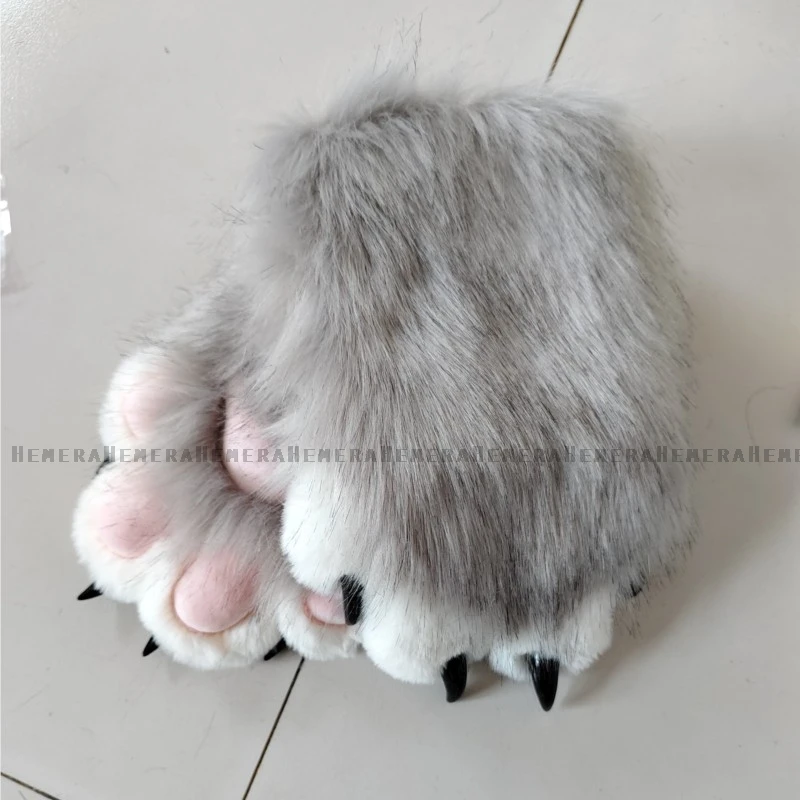 Fursuit Paws Cosplay Shoes Boots Props Accessories Furry Cat Boots Indoor Footwear Fluffy Animal Style Party Wearable Kig Sock