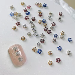 10PCS Mini Crystals Five-petal Flower Nail Charms Jewelry Accessories Glitter Nail Art Decoration Rhinestone Supplies Materials
