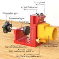 Woodworking Oblique Hole Puncher Adapting Head Dust Suction Thick Positioning Drill Bit Guide Dowel Jig Hole Locator Tool