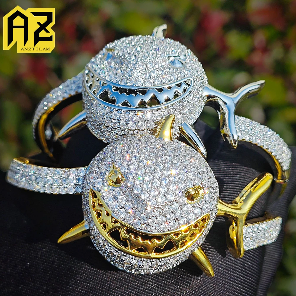 

Zircon Great White Shark Bracelet Ice Out Bracelet For Men And Women Hip Hop Style Full Diamond Opening Bracelet Jewelry