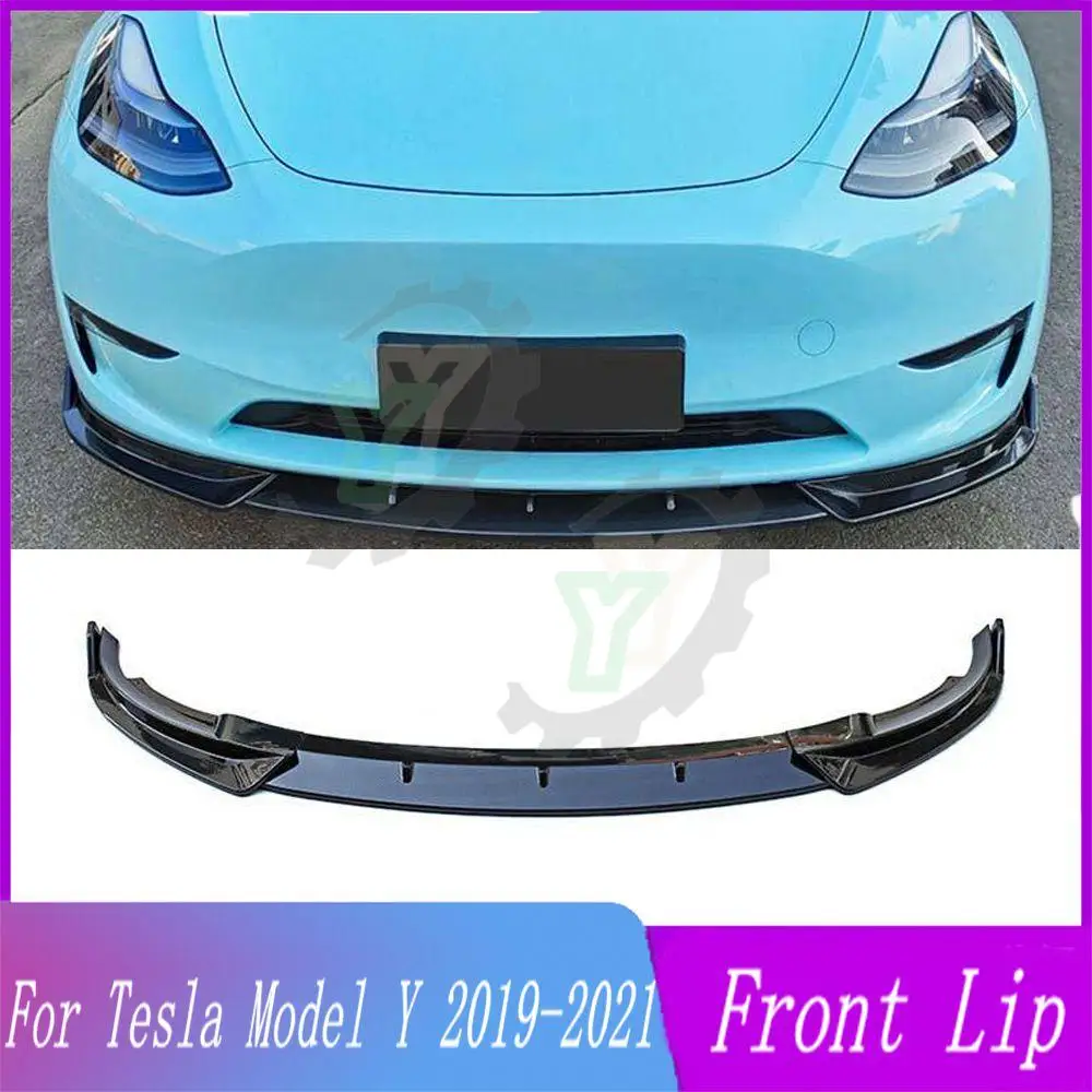 

3PCS Car Front Bumper Lip Spoiler Splitter Diffuser Detachable Body Kit Cover Guard For Tesla Model Y 2019 2020 2021