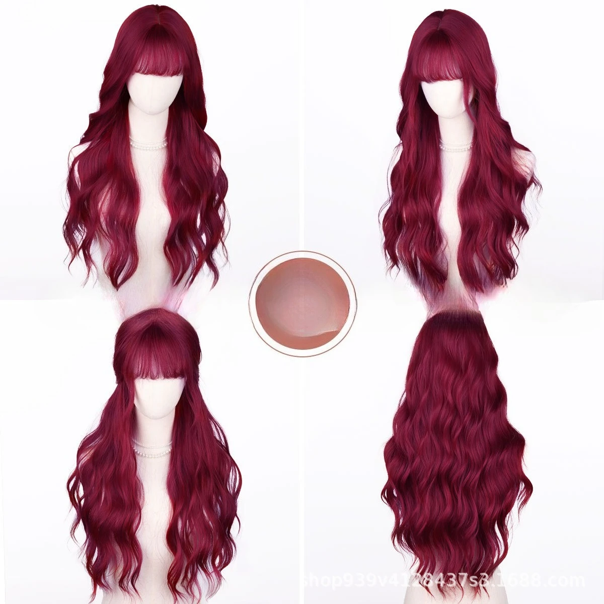 

Европейские и американские парики Ци челка бордовые большие волны микро-завитки розовая сетка высокотемпературный шелковый парик полное покрытие головы