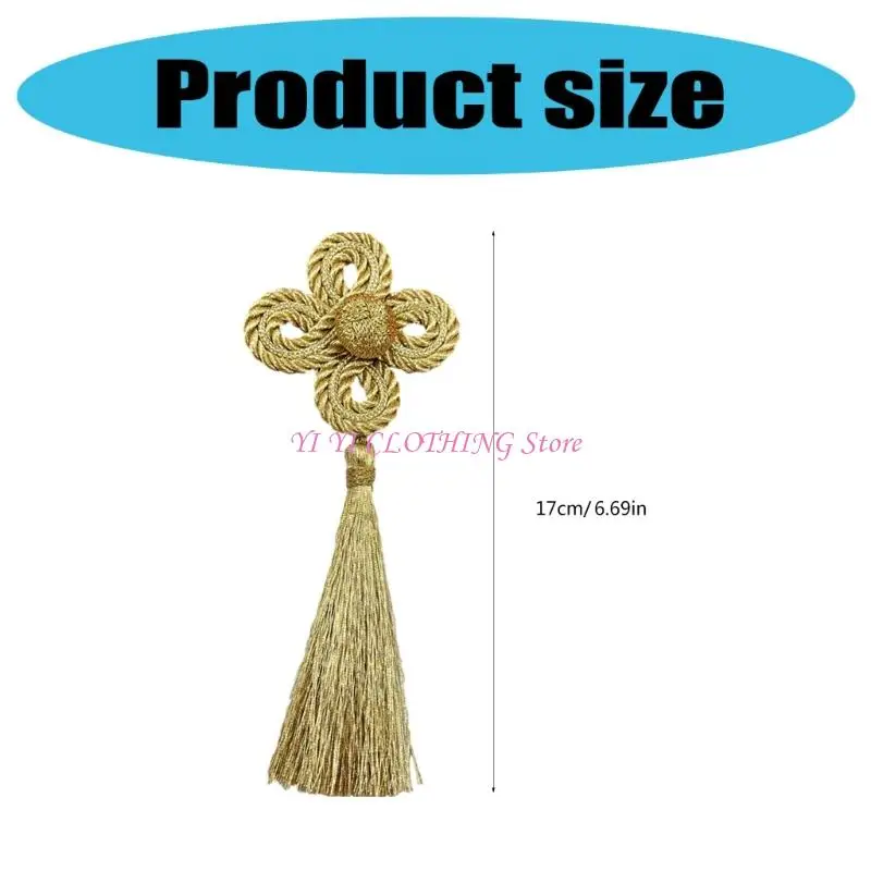 N5KF Four Leaf Clovers Tassels with Gold Thread For Wedding and Formal Party Costume