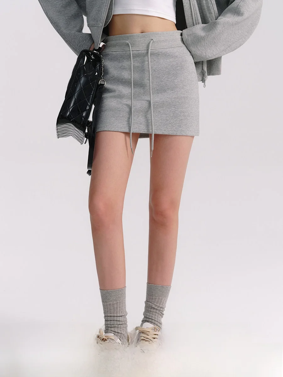 

ay Dstring A-Line Skirt Women's Summer Casual High Waist Slimming ort Skirt plus Korean Sle Cotton Blend