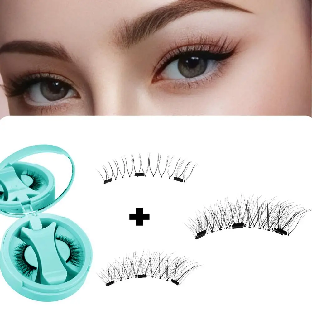 1 paio di ciglia magnetiche set strumenti di estensione ciglia riutilizzabili bigodino naturale ciglia finte con kit pinzette magnetiche