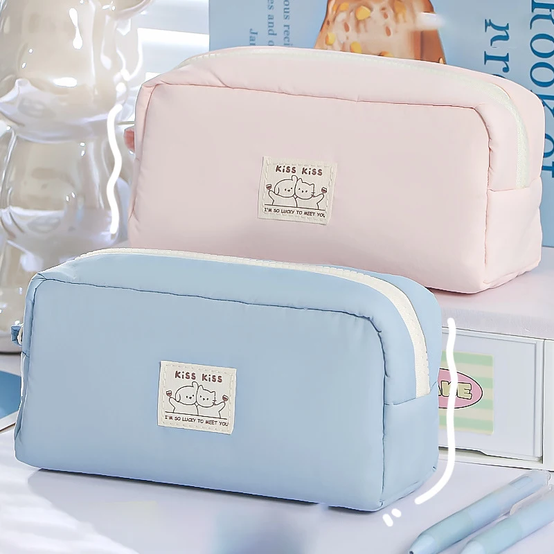 

Simple Solid Color Cute Dog Pencil Case Large Capacity Storage Stationery Student Pen Box Fashion Girl School Pen Box