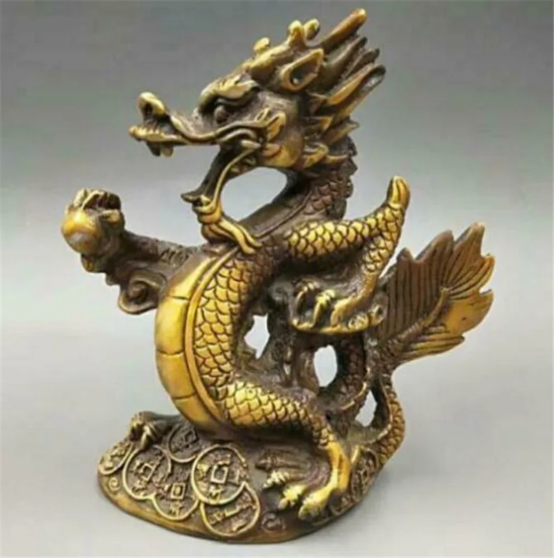 

Copper statue Exquisite Collectable Chinese Old Fengshui Twelve Zodiac Animal Bronze Dragon Statue Home Decoration