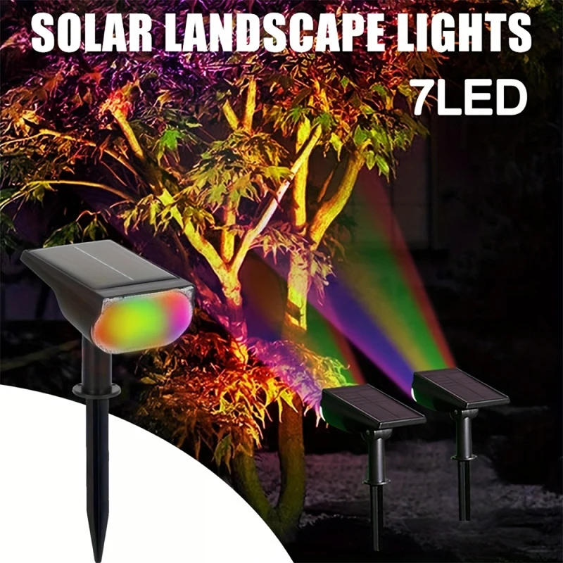 

1/2/3Pcs Solar Powered 7LED Lamp Adjustable Solar Spotlight In-Ground IP65 Waterproof Landscape Wall Light Outdoor Lighting