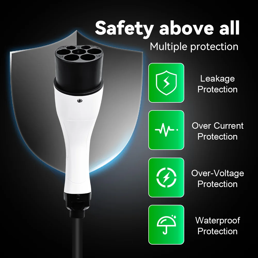 ADPOW GBT شاحن سيارات كهربائية ذكر التوصيل 16A/ 32A سيارة كهربائية شحن بندقية رئيس IP55 Watrtproof 3.5kw /7kw/11kw /22kw شاحن EV GBT التوصيل