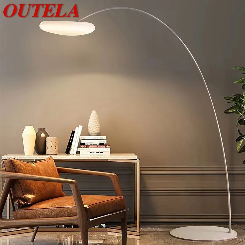 OUTELA Fishing Floor Lamp Nordic Modern Family Living Room Beside The Sofa Creative Cloud LED Decorative Standing Light