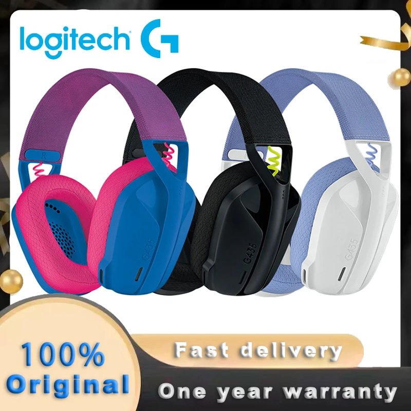 100% Original Logitech G435 Bluetooth Wireless Gaming Headset 7.1 Surround Sound Compatible Gaming and Music Built-in Microphone