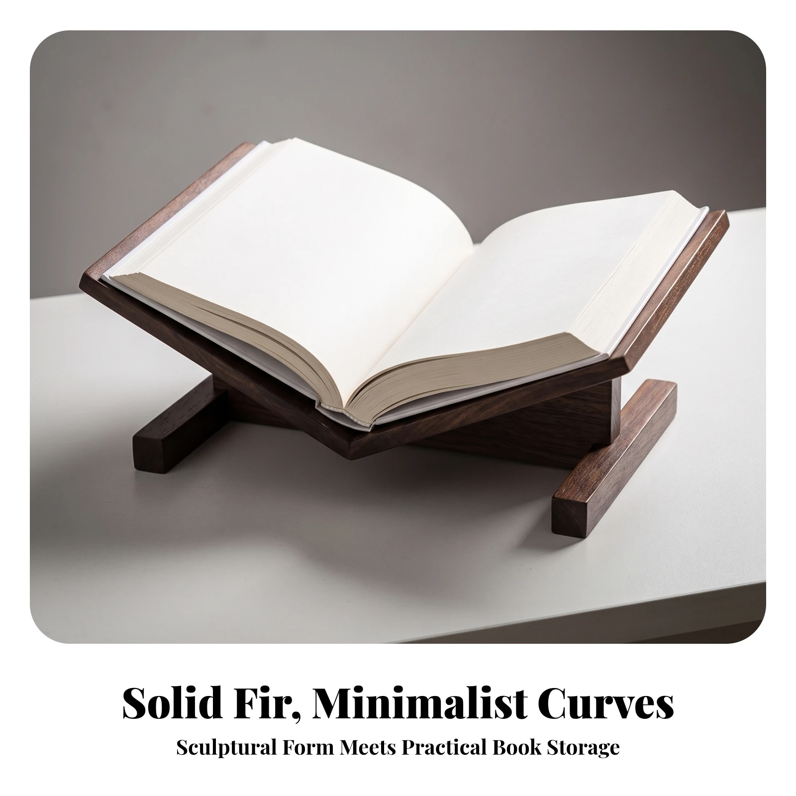 Book Display Stand Low-Profile Tabletop Book Holder Wooden Magazine Holder Compact Display Shelf Sturdy for Readers, Desk