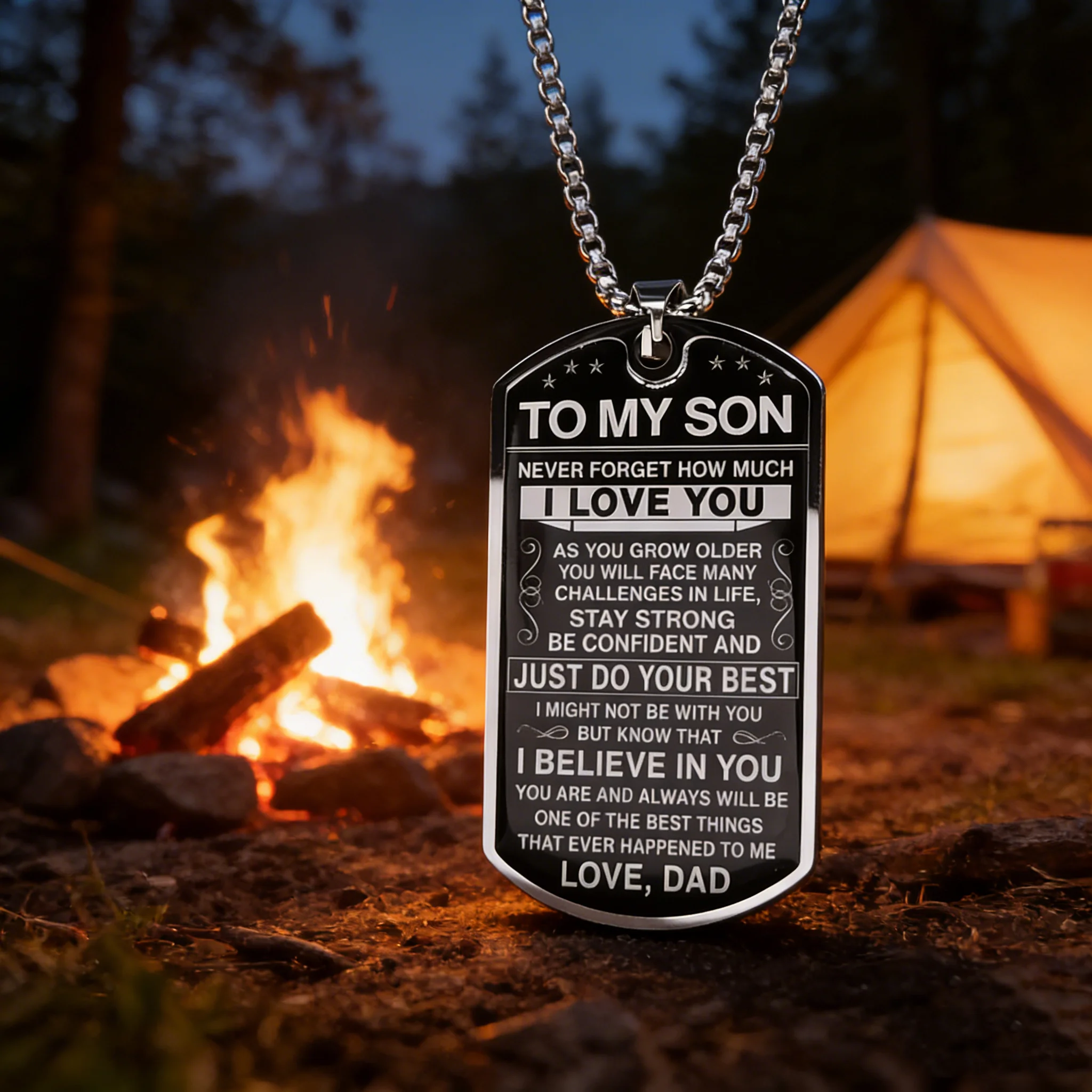 To My Son I Love You Pendant Necklace Stainless Steel Dog Tag Letters Chain Necklaces Gift Jewelry Love Dad Inspiration Kids