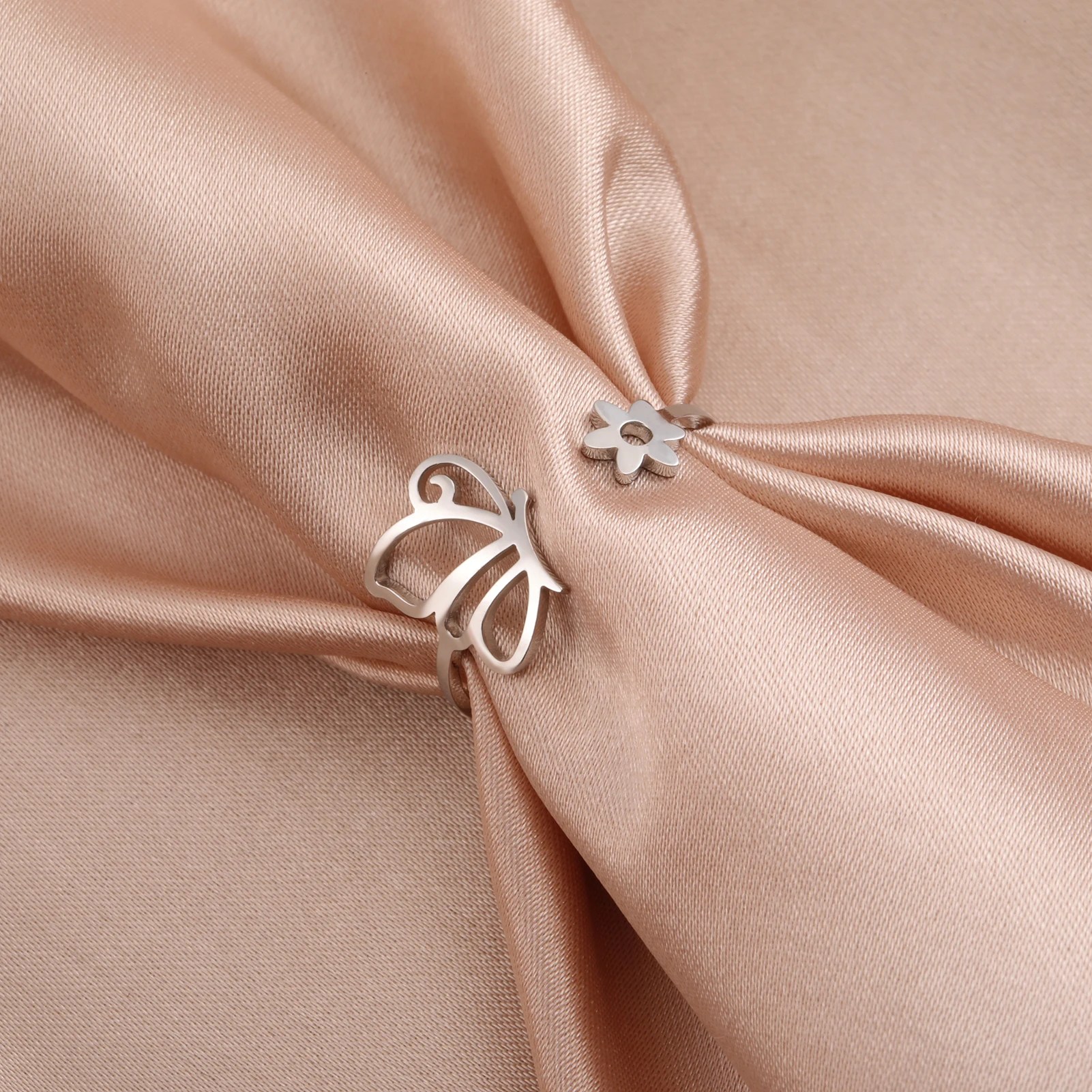 Cazador trend ige Schmetterling offen Frauen Ring Edelstahl Schmuck verstellbare Fingerringe Hochzeit Geburtstags geschenk Großhandel neu
