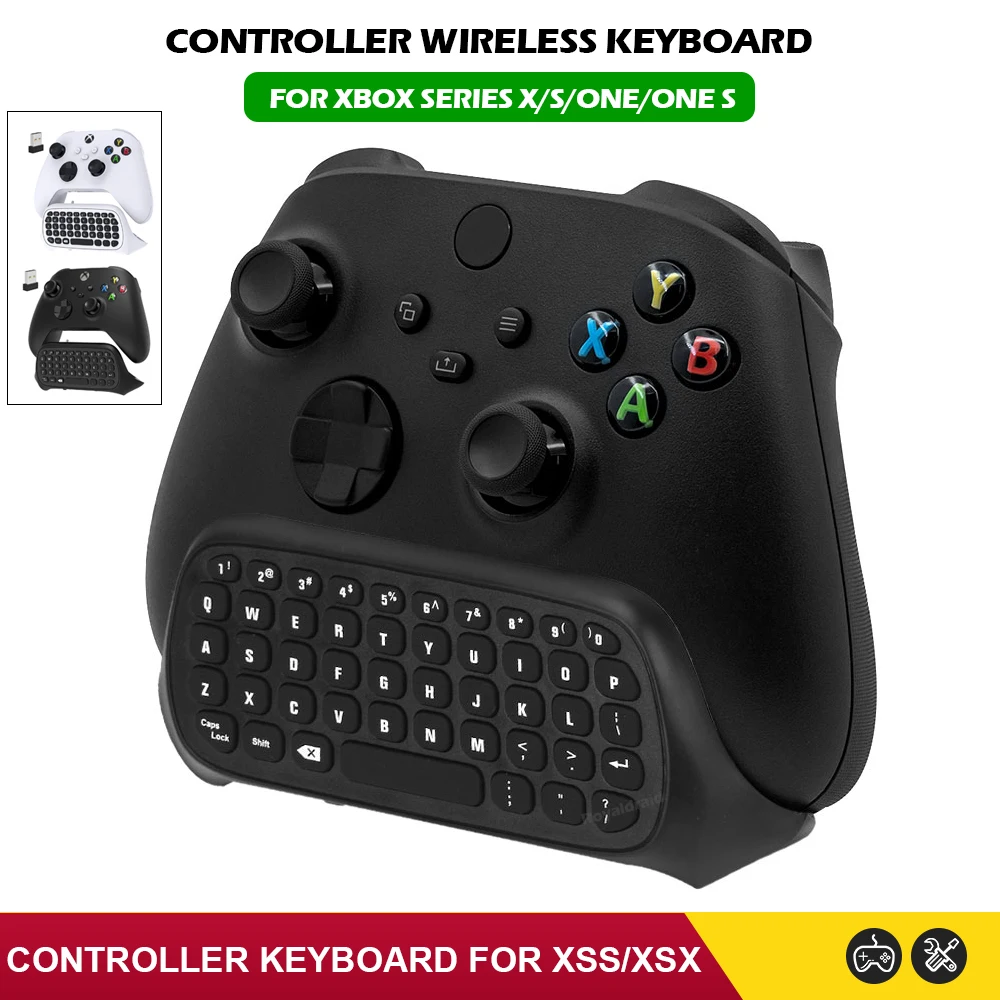 Controller Keyboard for Xbox Series X/S/One/One S Wireless Chatpad Gaming Keypad with USB Receiver With 3.5mm Audio Jack