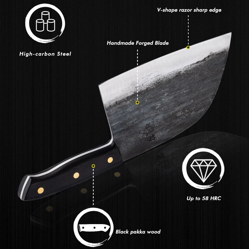 New Handmade Forged Chinese Cleaver Chef Knife Clad Steel Vegetables Meat Slicing Knife Professional Kitchen Cooking Tools
