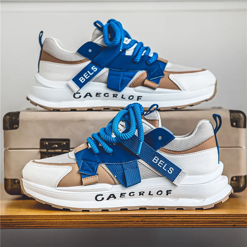 Witte sneakers voor heren 2025, nieuwe collectie, modieuze vrijetijdsschoenen, duurzaam, antislip, dikke zolen, lift, comfortabel ademend, gemakkelijk