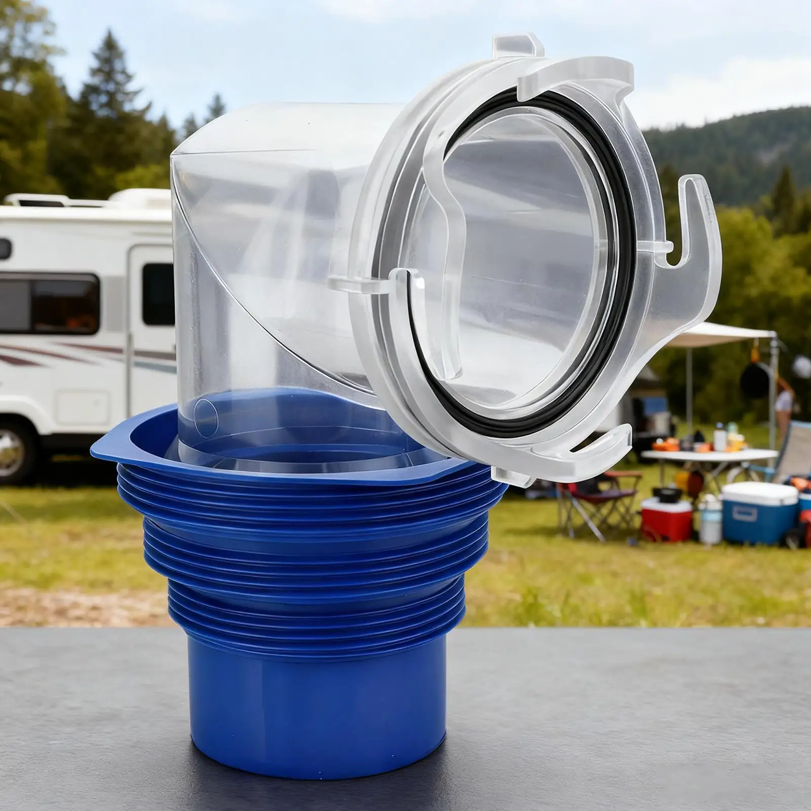 

RV Sewer Hose Fitting with 4-in-1 Adapter RV Sewer Waste Elbow Trailer Waste Pipe Connector for RV Trailer Truck Motorhome