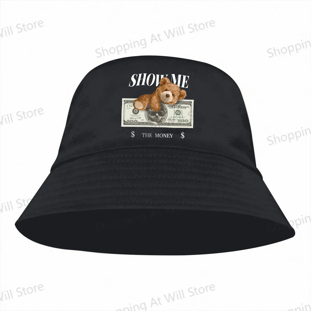 Teddy Bear SHOW ME THE MONEYMoney Teddy Bear Unisex bob Bucket Hats Men And Women Beach Hat Creative Gift