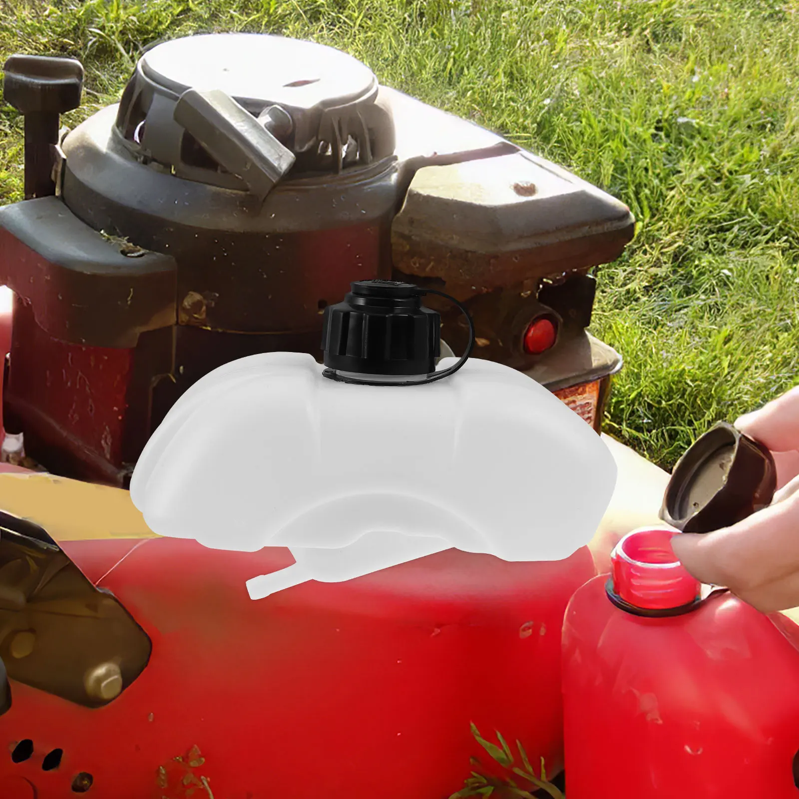 

White Plastic Mower Petrol Container Lawn Gas Tank Small Thick Oil Storage Holder Easy Install Reusable Tank Garden Tool