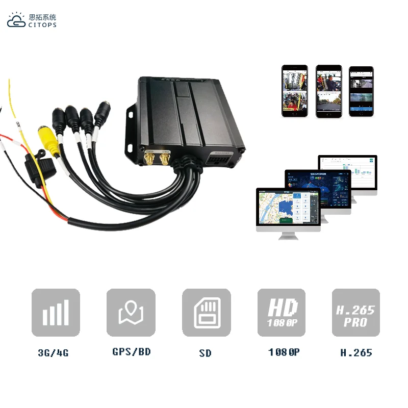 CITOPS 4 Channels 4g hd Tracking Vehicle Dvr 1080P 720P Vehicle Monitoring H265h264 Cmsv6 Mdvr System Dvr Mobile Mdvr