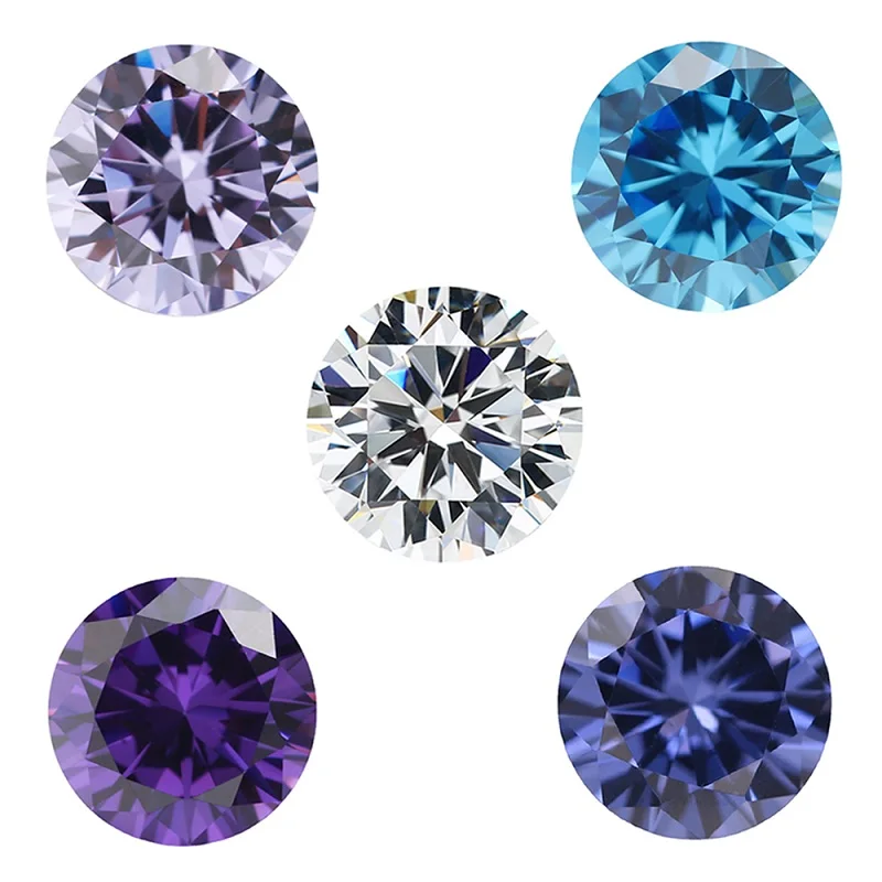 1~12mm 5A Runde Lose Zirkonia-Steine Weiß Lavendel Violett Tansanit Meerblau Mix 5 Farben CZ Edelsteine für Schmuckherstellung – Detail 1