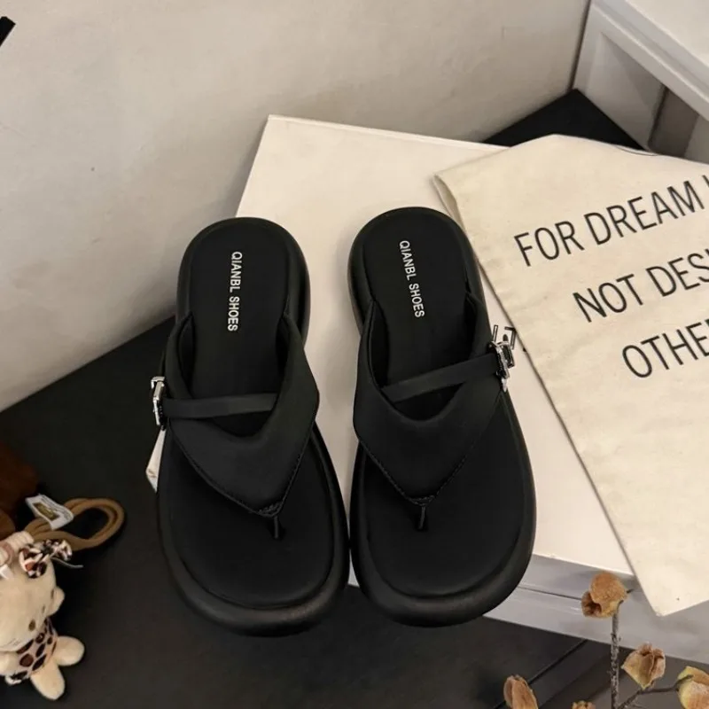 2026 Summer New Dot Thick Soles Crochet Sandals Slippers Women's Outerwear Platform Flip-Flops Shoes Women