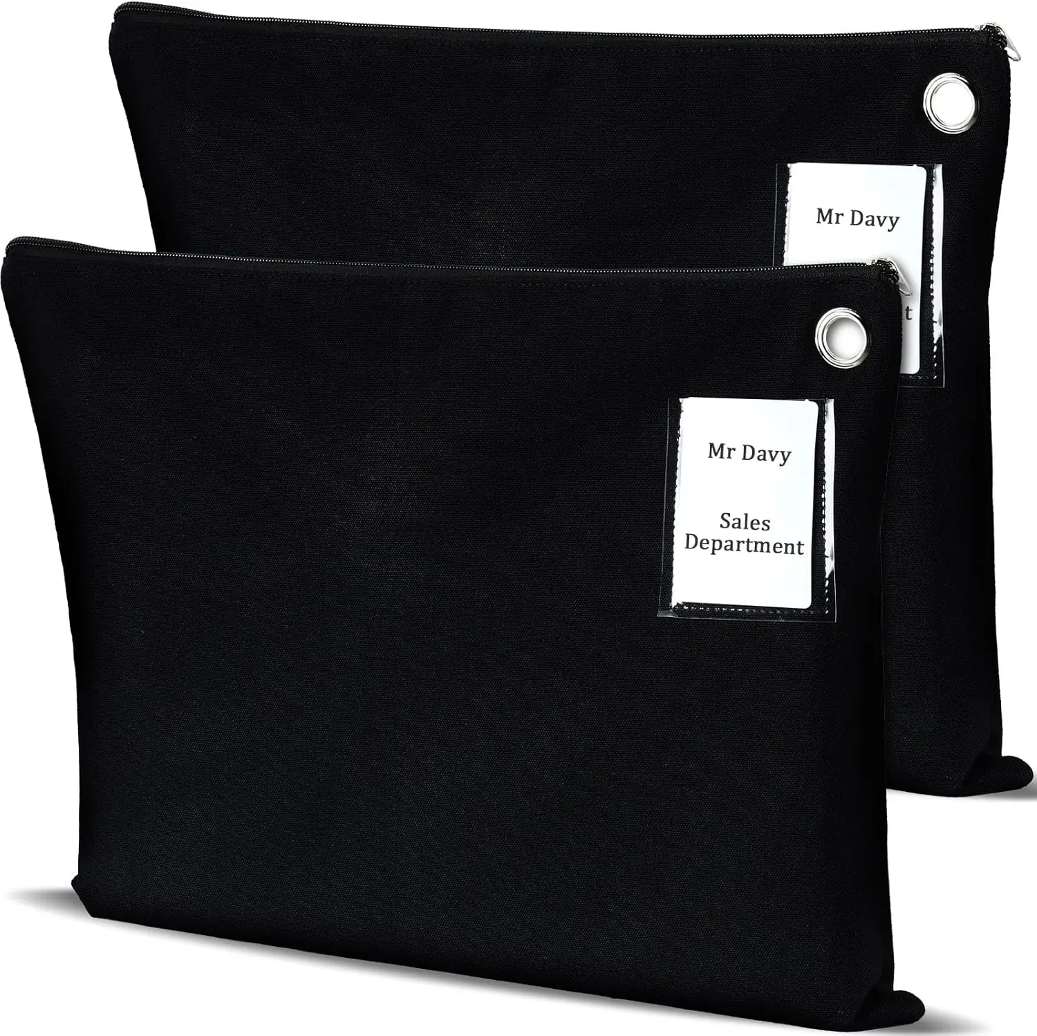 

Large 18x14 Canvas Zipper Pouch for Office Mail, Travel, and Storage - Black