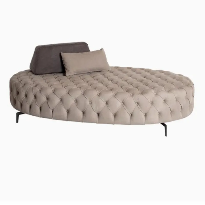 

hotel shop matte leather sofa stool cloakroom oval special-shaped shoe change stool pull button chaise longue