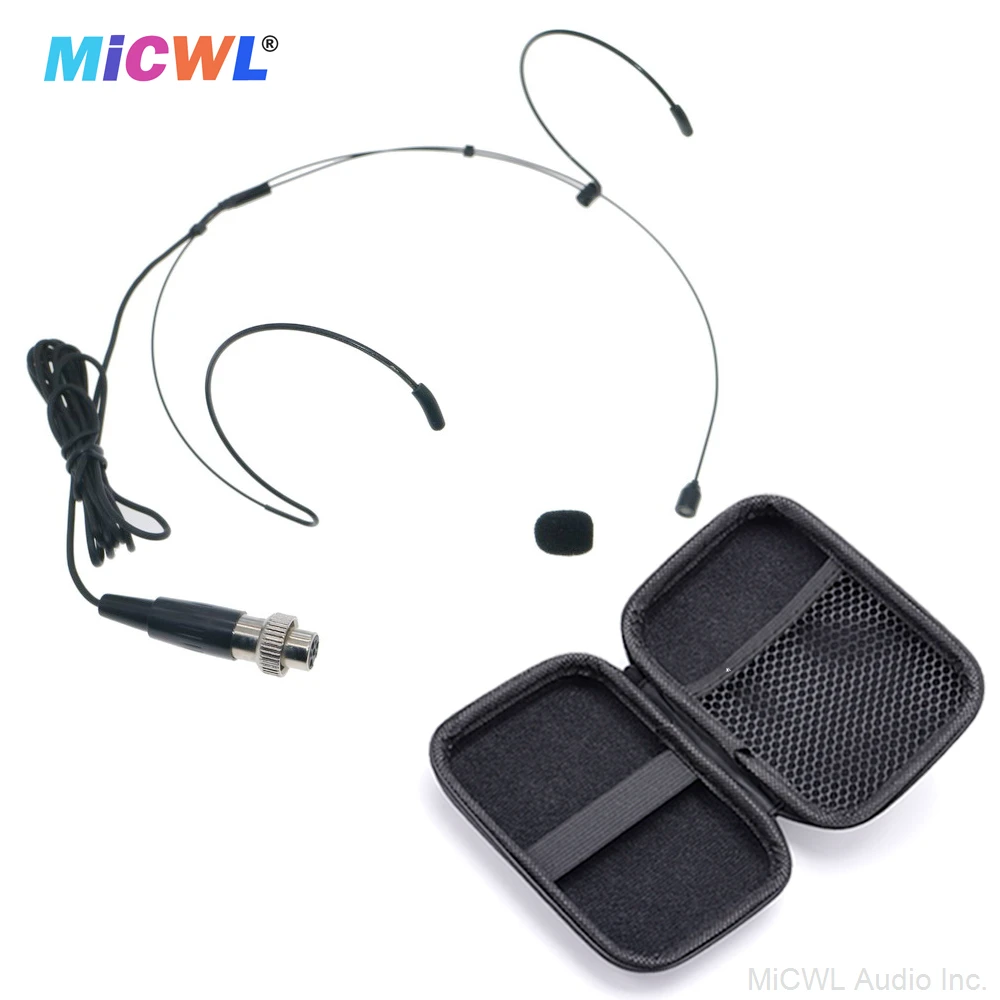 Top Quality ACT700 Black Headset Microphone For MiPro Wirelss BodyPack System Mini 4-Pin XLR Locking Zipper Box