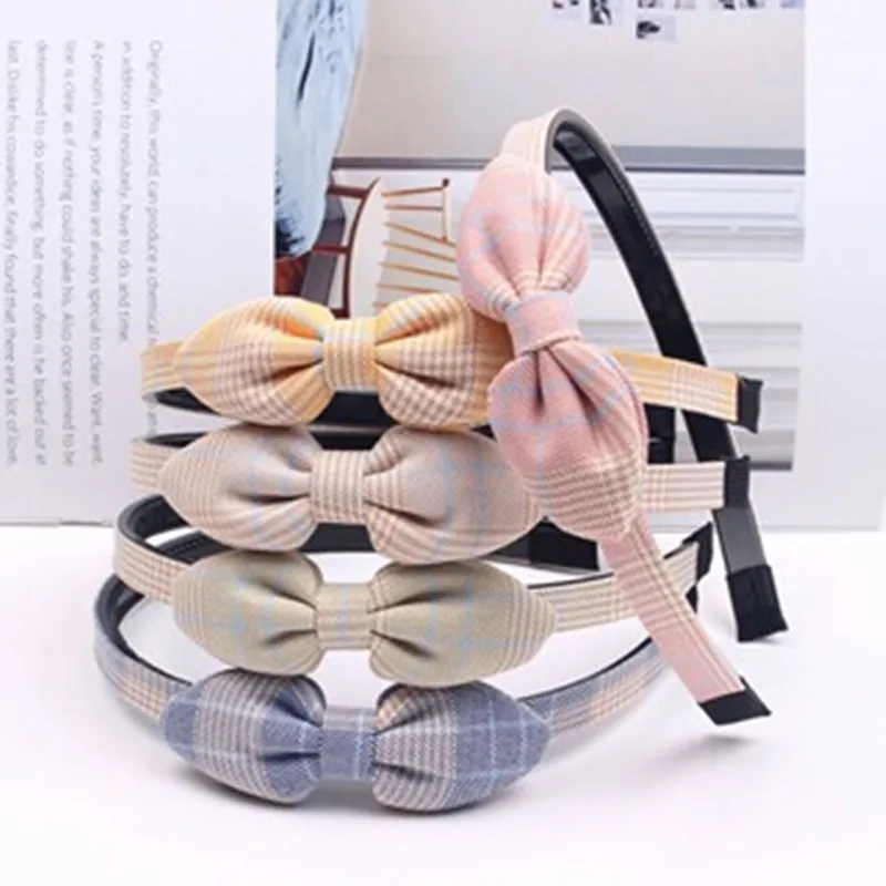 3pcs New sweet bow tie hair hoop Korean version lattice series cute head hoop bangs hair broken face shampoo hair hoop wholesale