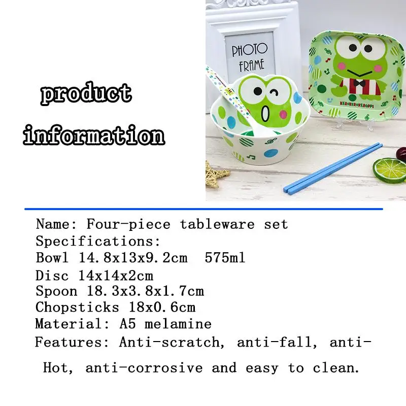 Kawaii Sanrio Cutlery Set Hello Kitty Keroppi Melody Cartoon Cute Bowl Dish Spoon Chopsticks Not Fragile Safety Child Festival