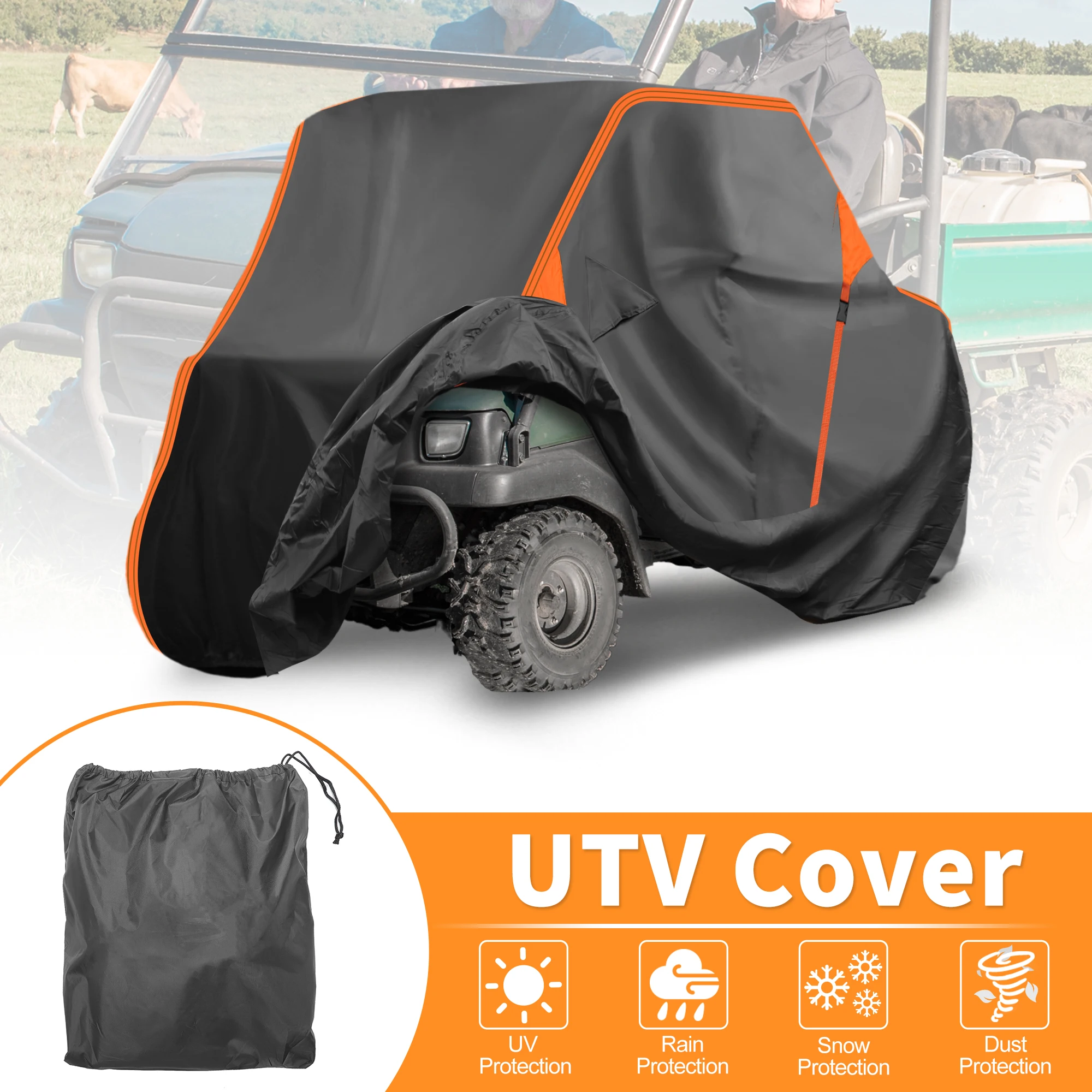 UXCELL UTV Cover for Kawasaki MULE SX Waterproof Side by Side Cover Outdoor Sun Rain Storage Protection 210D-PU 271x134x178cm