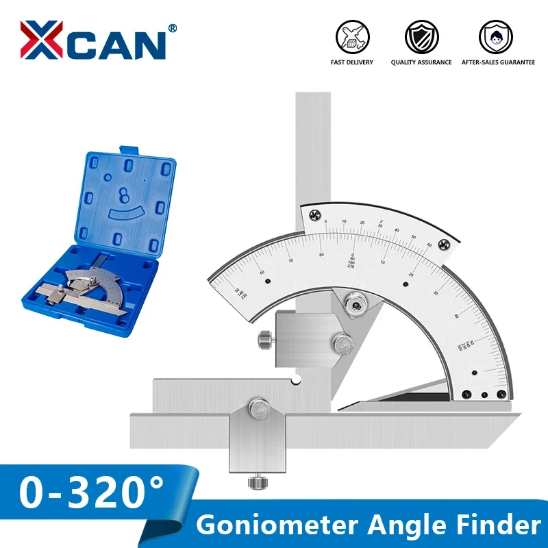 

XCAN Caliper Angle Ruler 0-320 Degree Protractor Precision Goniometer Angle Finder for Measure Inner/Outer Angle Measuring Tools