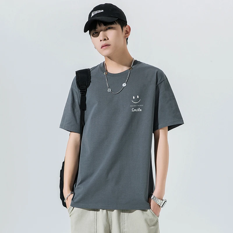 

Mens T Shirt White Big Size 6XL Men's Cotton T-shirts Summer Casual Wear Smile Letter Print Tee Shirts for Men Male Clothes