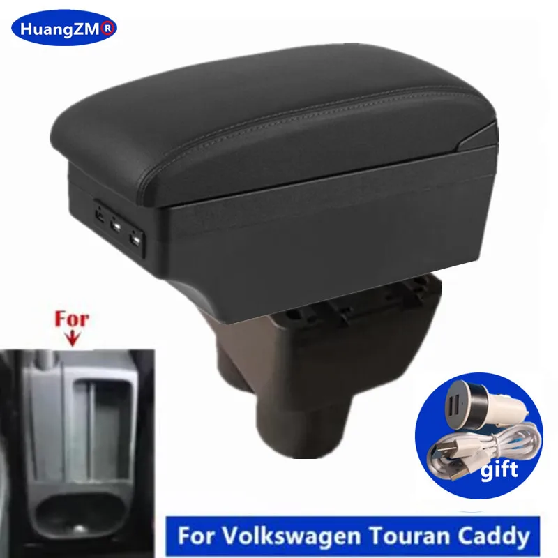 

For Volkswagen VW Touran Caddy Armrest Box Center Central Storage box with USB port Interior Dedicated Retrofit Car Accessories