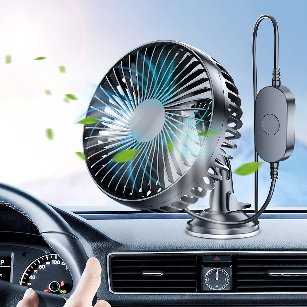 USB Car Dashboard Cooling Fan 360 Degree All-Round with Suction Cup Car Air Fan Mini Car Air Cooling Fan for Car Truck SUV RV