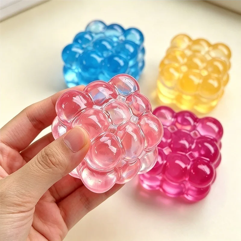 Jelly Maltose Bubble Cube Squeeze Squishy Toy Slow Rebound Textured Hand Fidget Stress Relief Relax Holiday Party Small Gift