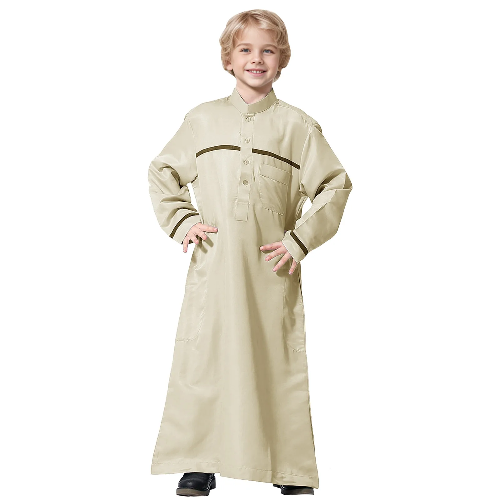 Muslim Islamic Clothing Boys Arab Robe Arab Long Sleeve Arabic Thobe Robe Dubai Saudi Arab Ramadan National Children Clothing