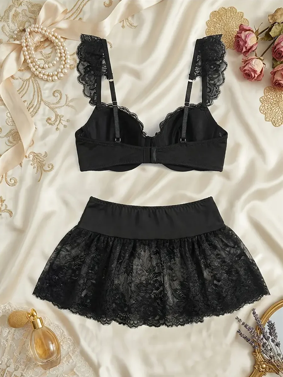 Sexy Lingerie Seamless Underwear Fancy Women Erotic Outfit Open Sexy Bra Set Fantasy Mini Skirt Bra Set Cosplay Costumes Women view 3