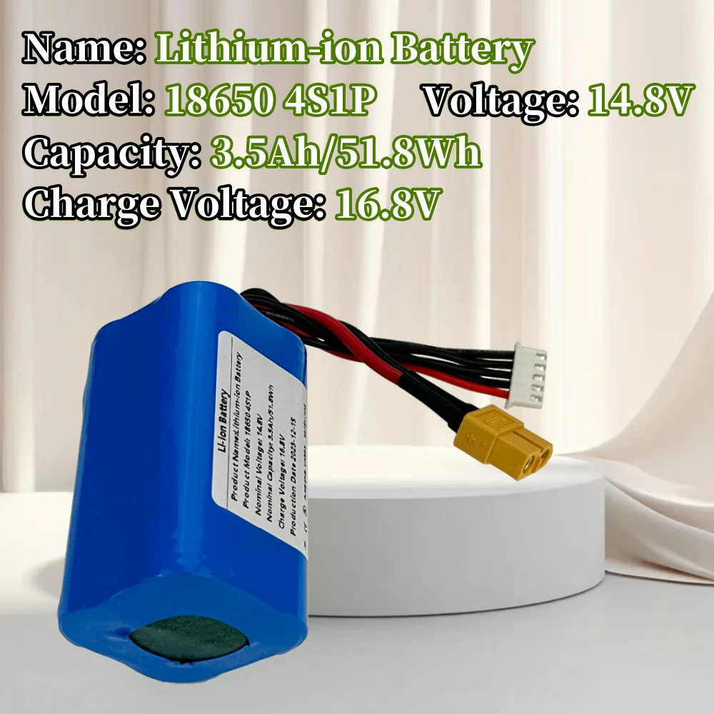 

18650 Li-ion Battery 14.8V 3500mAh high-quality For GA 4S1P Battery Pack Model Airplane With XT60 JST-XH Connector