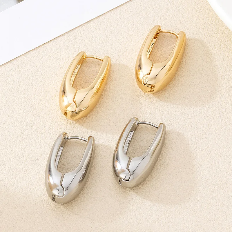 Geometric Glossy Melon Seed Earrings For Women Ear Buckles Exaggerated Holiday Party Gift Fashion Jewelry E491