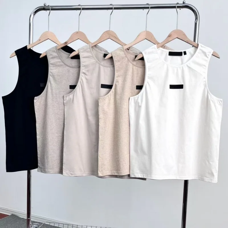 

FW24 Trendy Double Line Men's Vest Classic Design Double Row Silicone Letter Logo Tank Tops High Street Couple Sleeveless Vest