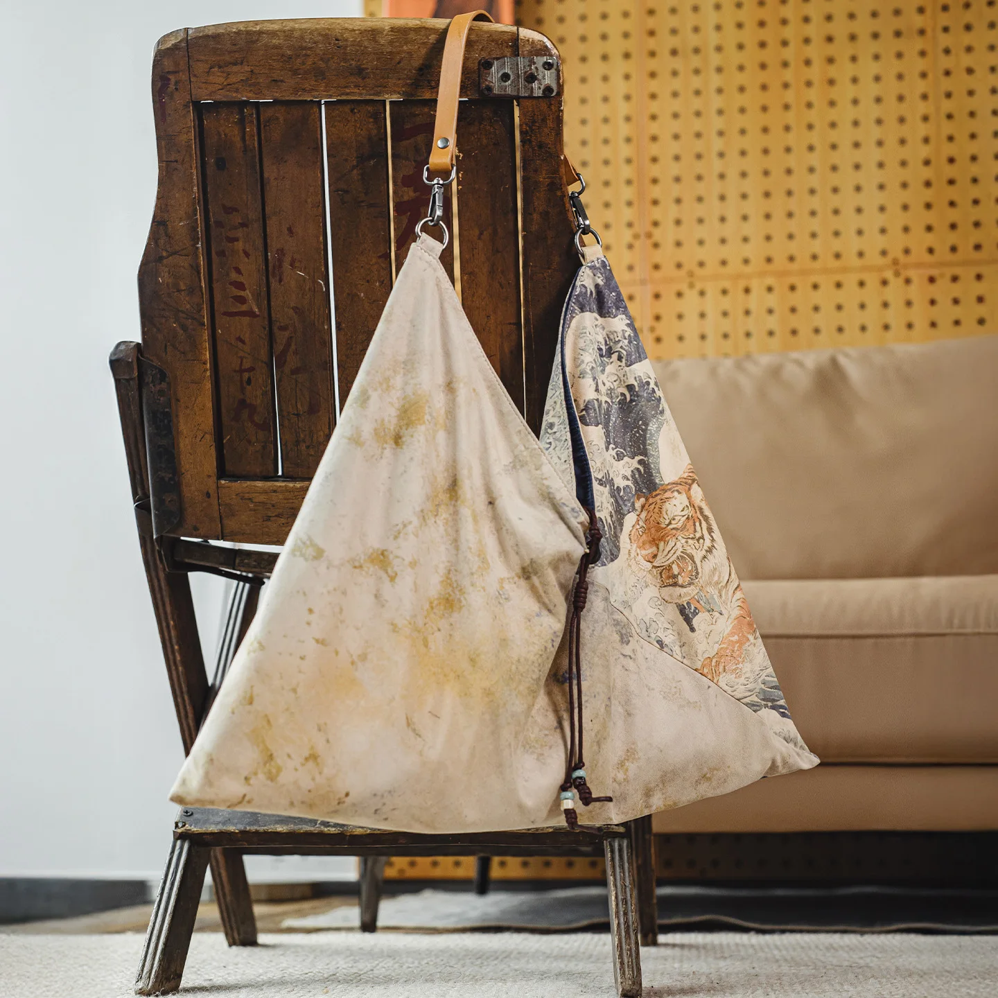 

Женская винтажная сумка через плечо Maden в стиле укиё-э с ремешком из натуральной кожи, повседневная сумка-тоут, дорожная сумка большой вместимости для поездок на работу