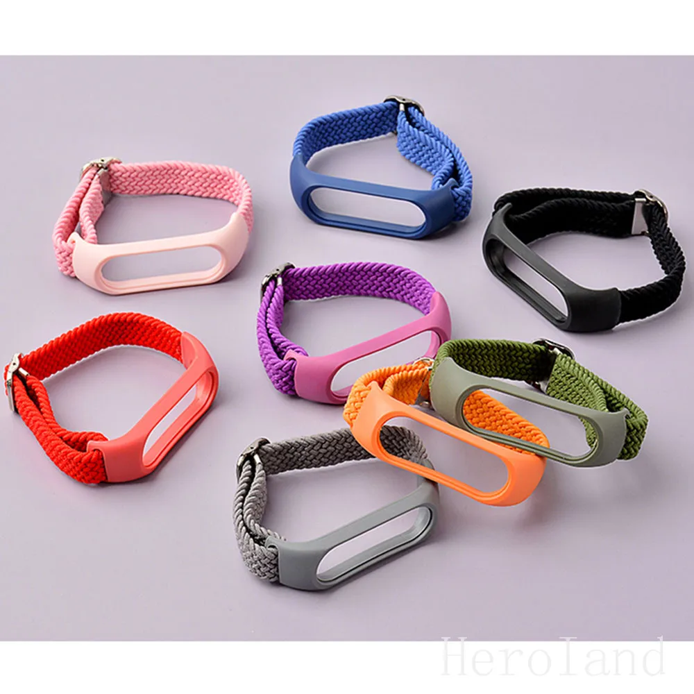 Braided Nylon WatchBand Strap For Xiaomi mi band 7 6 5 Smart Wristband Braided Elastic Weave Bracelet Miband 5 6 7 Watchstrap image 3