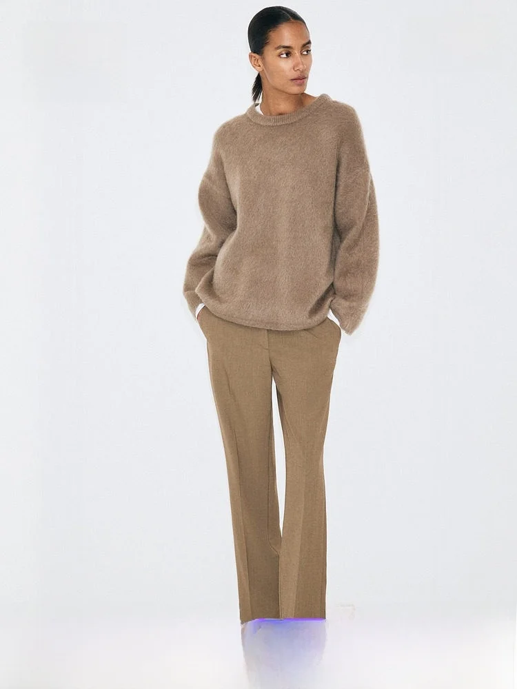 

H&M Spring New Women's Suit Pants 34937 Ele Profional Faionable High Waist Straight Leg Trousers