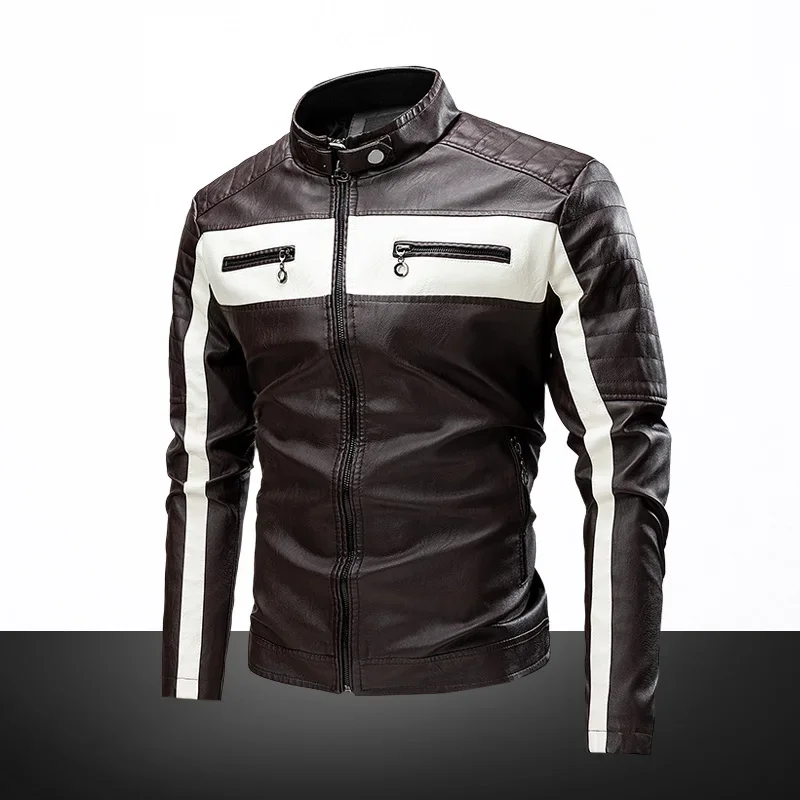 2024 New Men's Patchwork Fashionable Leather Jacket Jacket New Motorcycle Leather Jacket for Men Oversized Men's Clothing