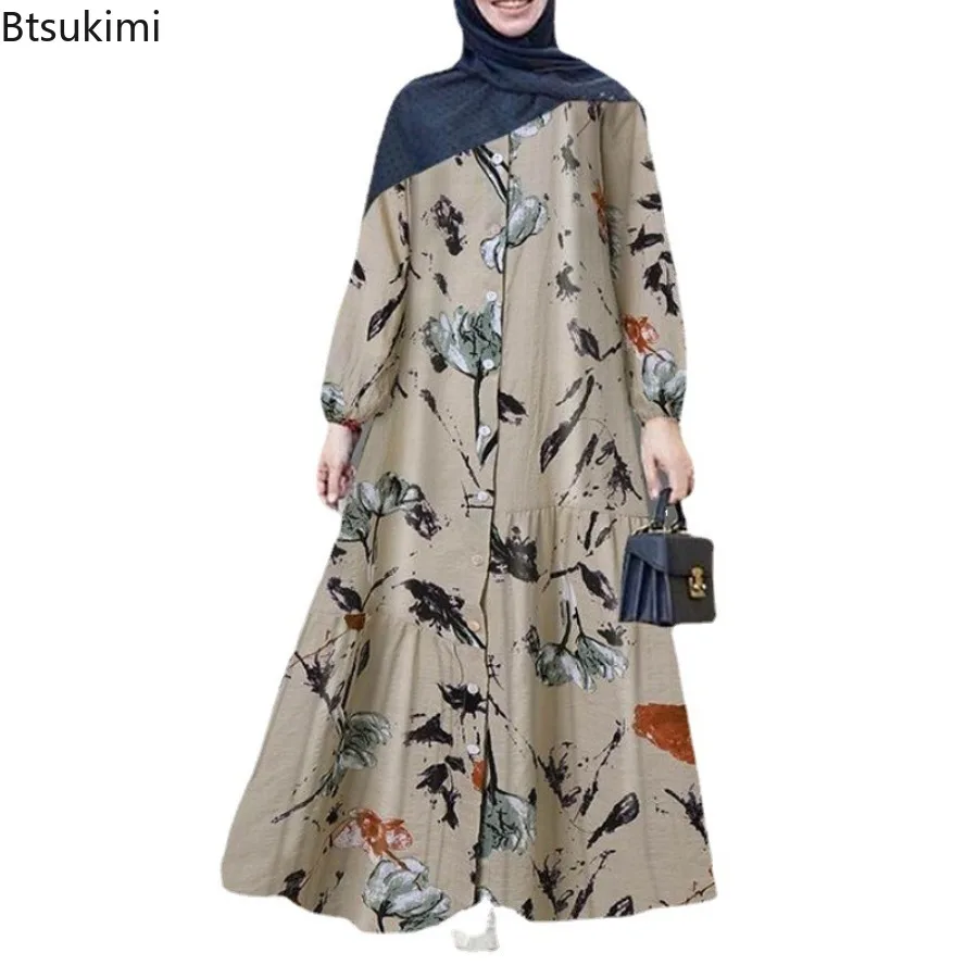 2024 Women\'s Muslim Dress Fashion Sweatshirt Dress Stylish Hoodies Long Sleeve Maxi Dress Female Casual Solid Hooded Vestidos