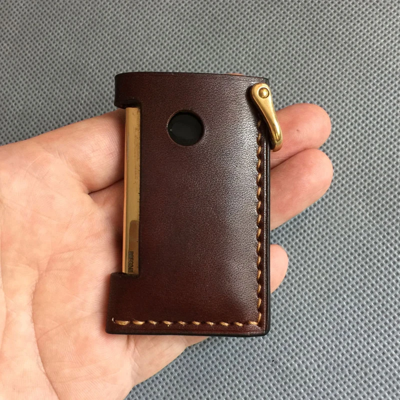 

Genuine Leather Slim7 Lighter Case with Brass Keychain Clip – Handmade Cowhide Protective Sleeve Portable (Lighter Not Included
