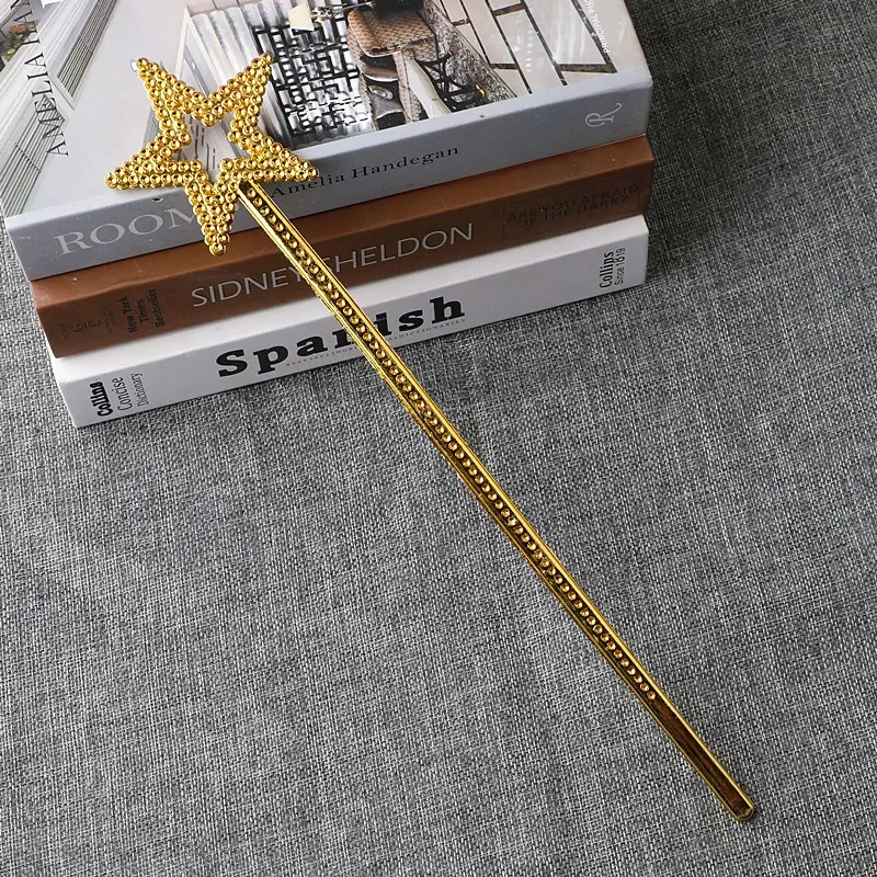 1pcs Golden Silver 13 Inches Star Wand Elf Baton Angel Magic Wand Fairy Princess Plating Stick